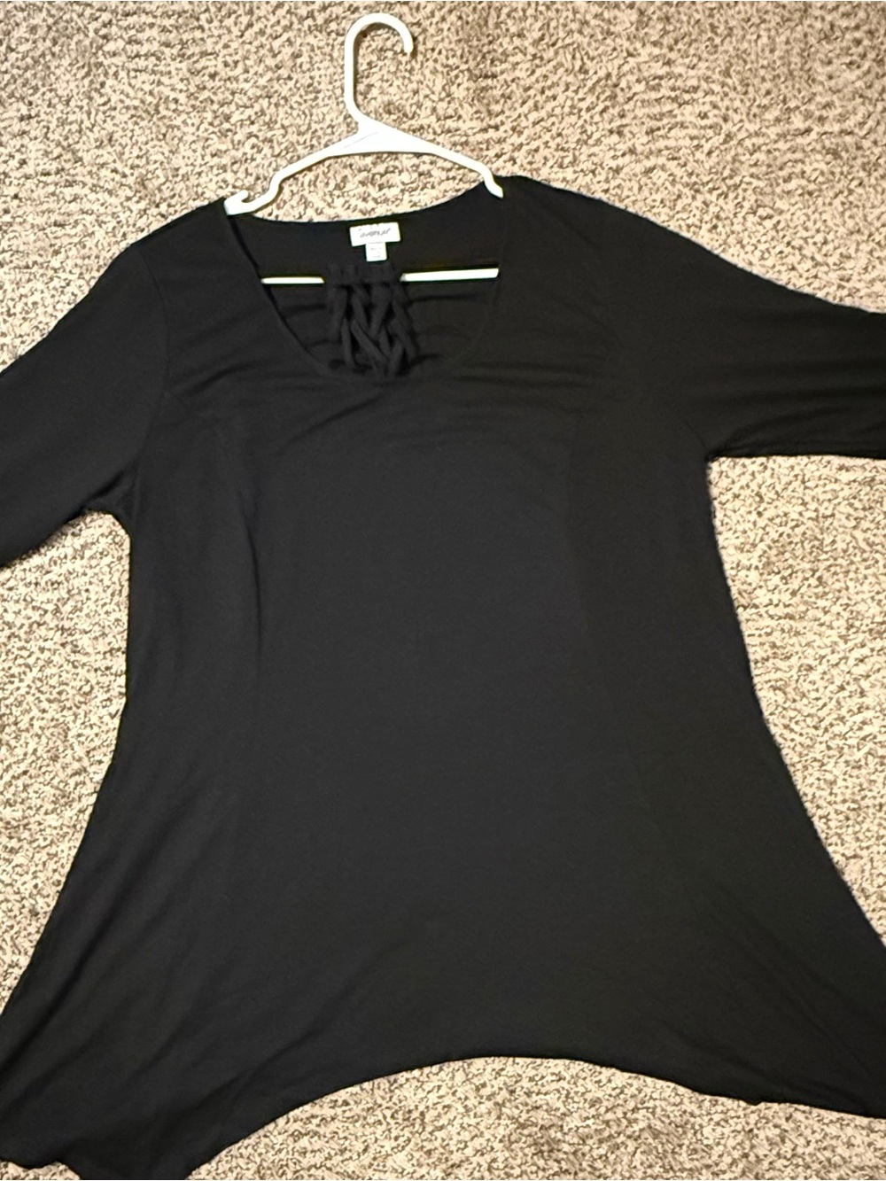 Avenue Black Tunic with Braided Neck Detail